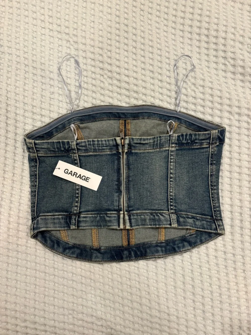 Denim Seamed Tube Top - Picture 5 of 9